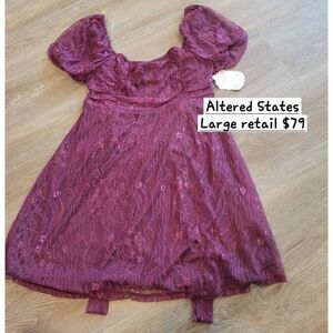 Women's lace dress large nwt Altered States large burgundy sexy cocktail